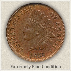 1880 Indian Head Penny Extremely Fine Condition