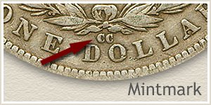 Mintmark Location 1881-CC Morgan Silver Dollar