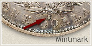 Mintmark Location 1884-S Morgan Silver Dollar