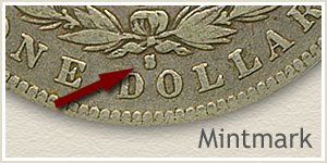 Mintmark Location 1886-S Morgan Silver Dollar