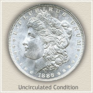 1886 Morgan Silver Dollar Uncirculated Condition