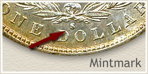 Mintmark Location 1887-S Morgan Silver Dollar