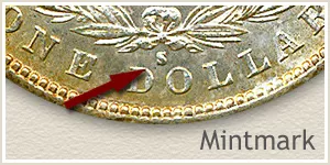 Mintmark Location 1887-S Morgan Silver Dollar