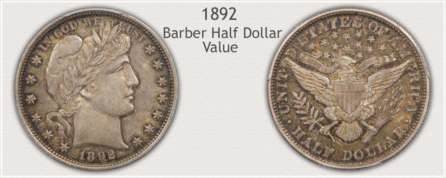 1892 Half Dollar - Barber Half Dollar Series - Obverse and Reverse View