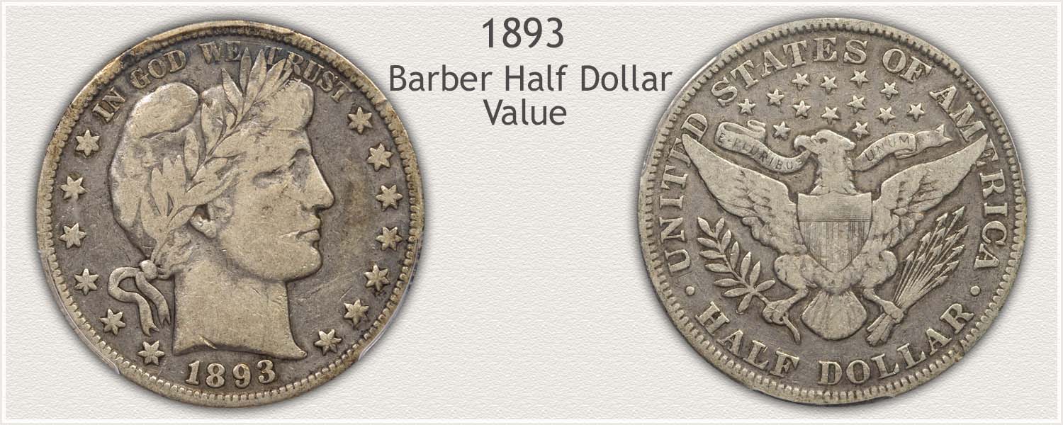 1893 Half Dollar - Barber Half Dollar Series - Obverse and Reverse View