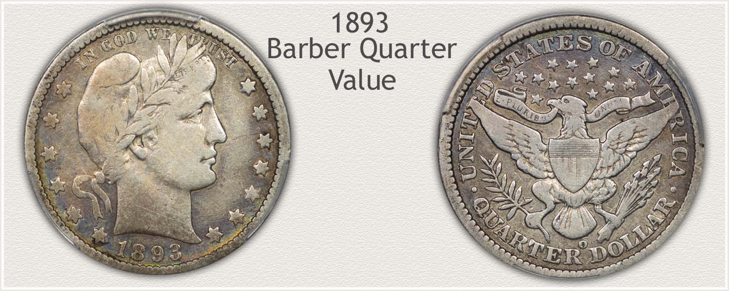 1893 Quarter - Barber Quarter Series - Obverse and Reverse View