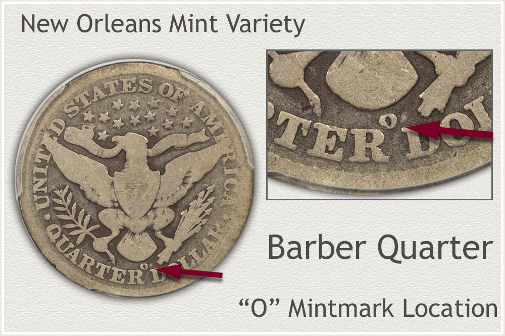1896-O Mintmark Barber Quarter