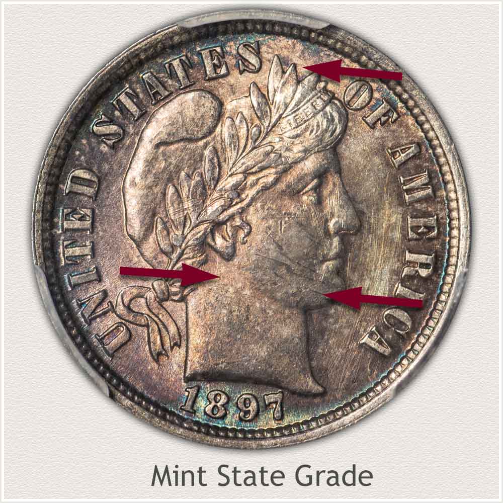 1897 Barber Dime Mint State Grade