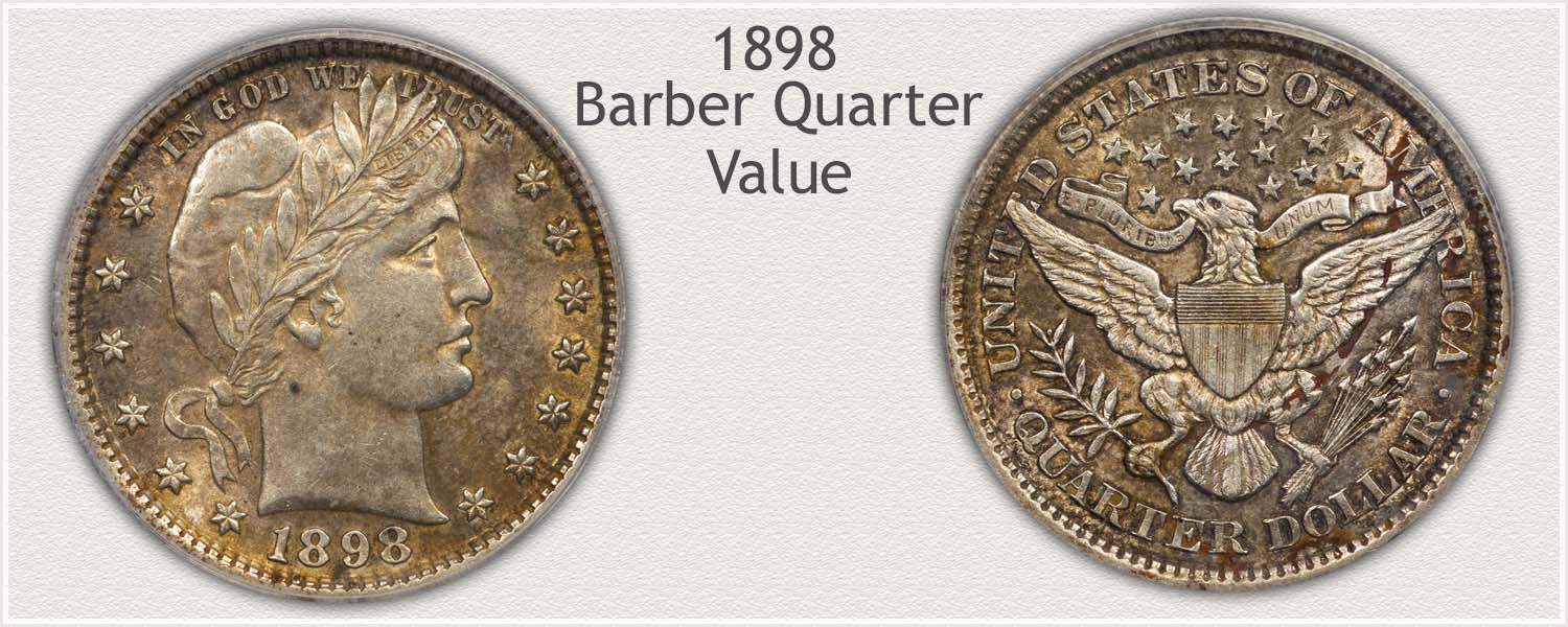 1898 Quarter - Barber Quarter Series - Obverse and Reverse View