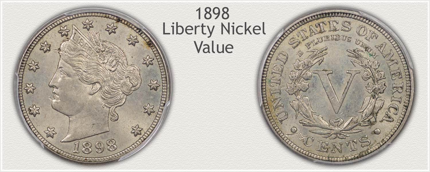 Obverse and Reverse Views of an 1898 Liberty Nickel