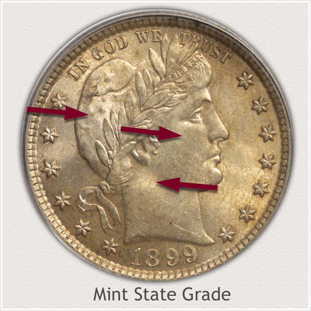 1899 Barber Quarter Mint State Grade