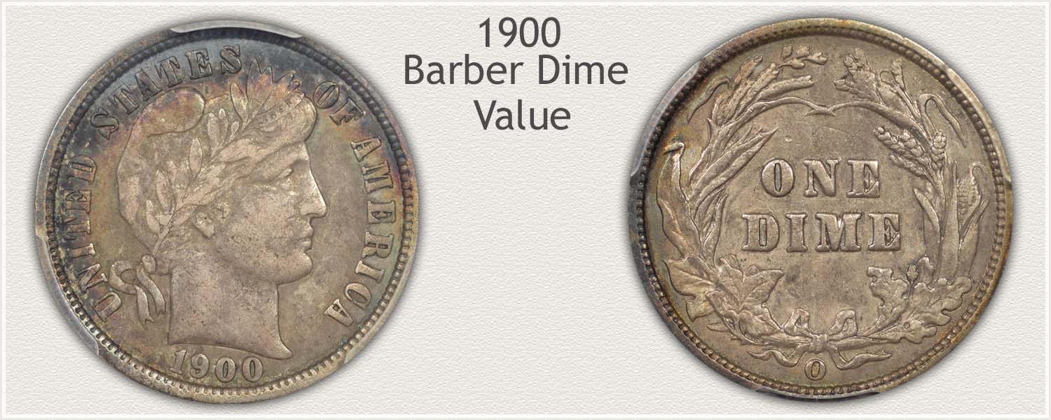 1900 Dime - Barber Dime Series - Obverse and Reverse View