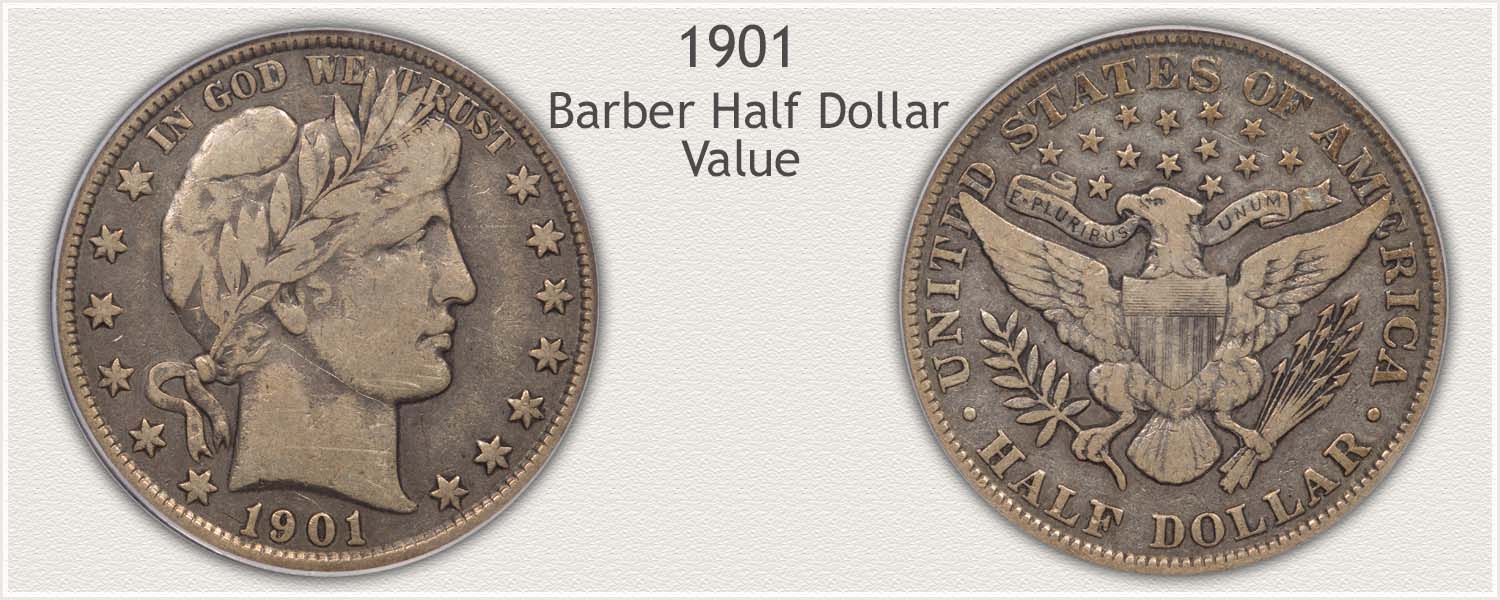 1901 Half Dollar - Barber Half Dollar Series - Obverse and Reverse View