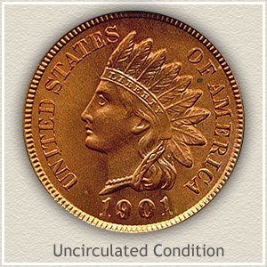 1901 Indian Head Penny Uncirculated Condition