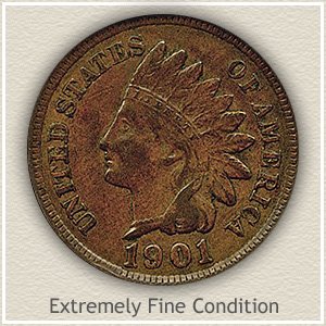 1901 Indian Head Penny Extremely Fine Condition