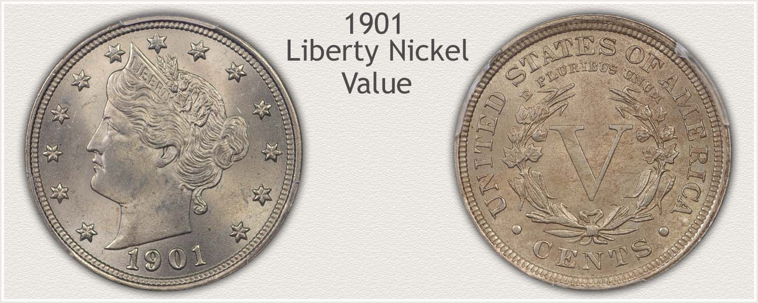 Obverse and Reverse Views of a 1901 Liberty Nickel