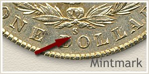 Mintmark Location 1902 Morgan Silver Dollar