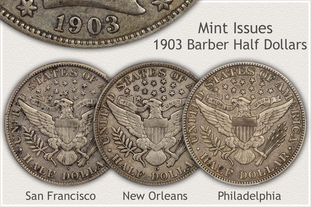 Three Mint Issues of 1903 Barber Half Dollars