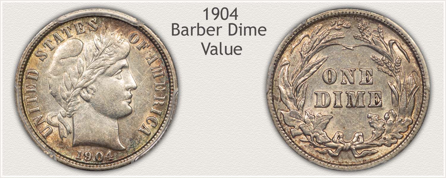 1904 Dime - Barber Dime Series - Obverse and Reverse View