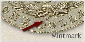 Mintmark Location 1904 Morgan Silver Dollar
