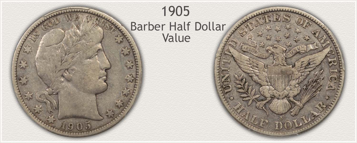 1905 Half Dollar - Barber Half Dollar Series - Obverse and Reverse View