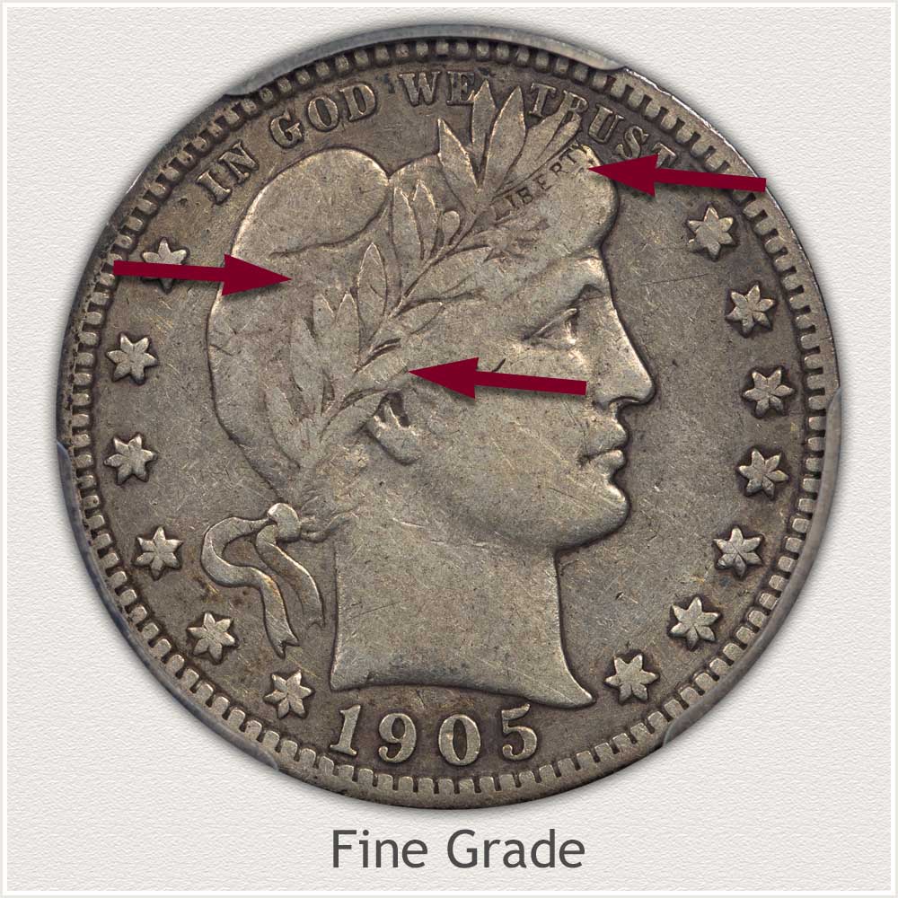 Fine Grade 1905 Barber Quarter