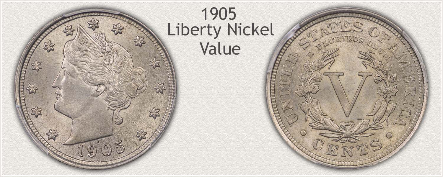 Obverse and Reverse Views of a 1905 Liberty Nickel