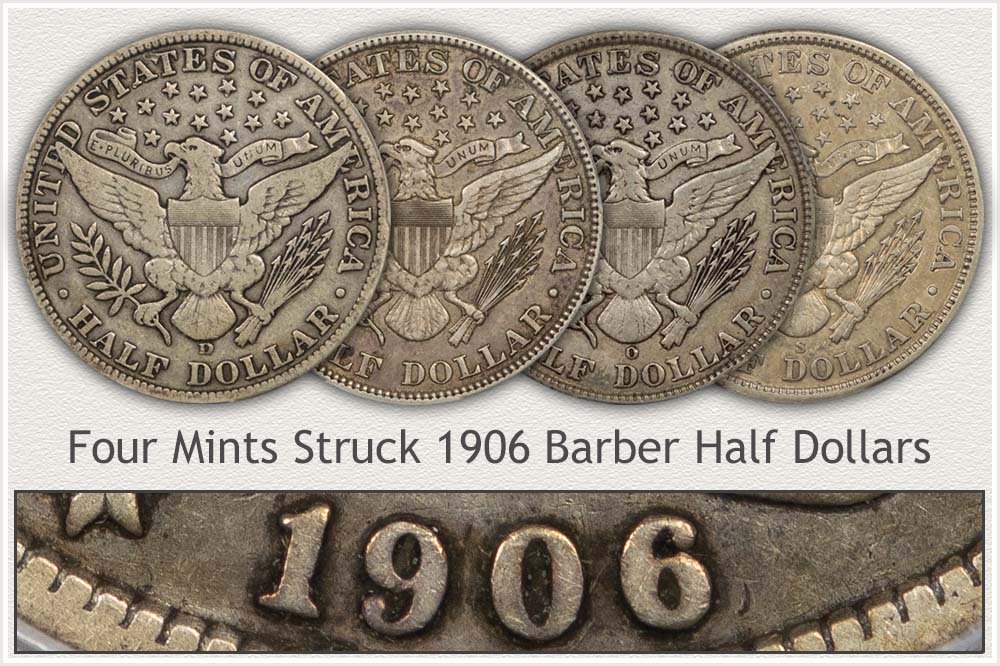 Four Mints of 1906 Barber Half Dollars