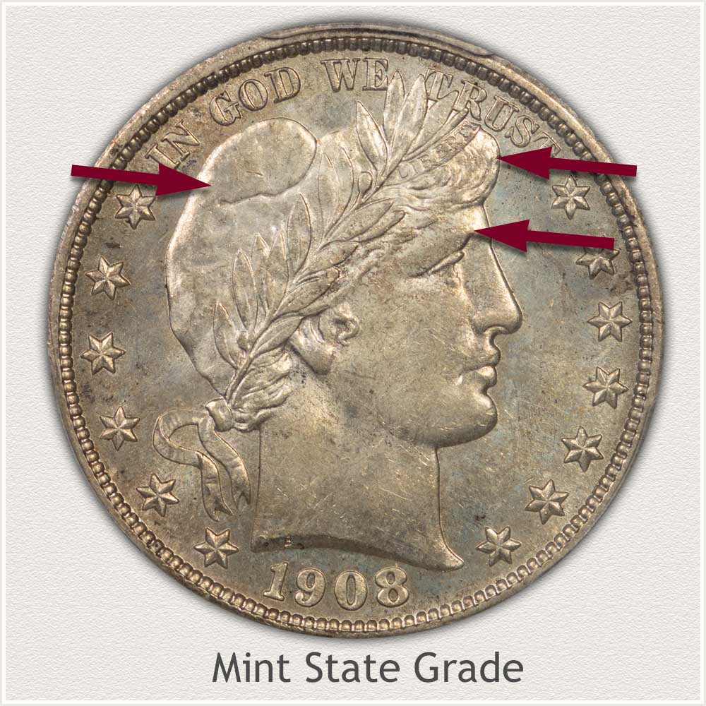 1908 Barber Half Dollar Mint State Grade
