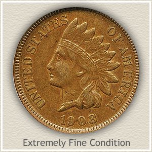 1908 Indian Head Penny Extremely Fine Condition