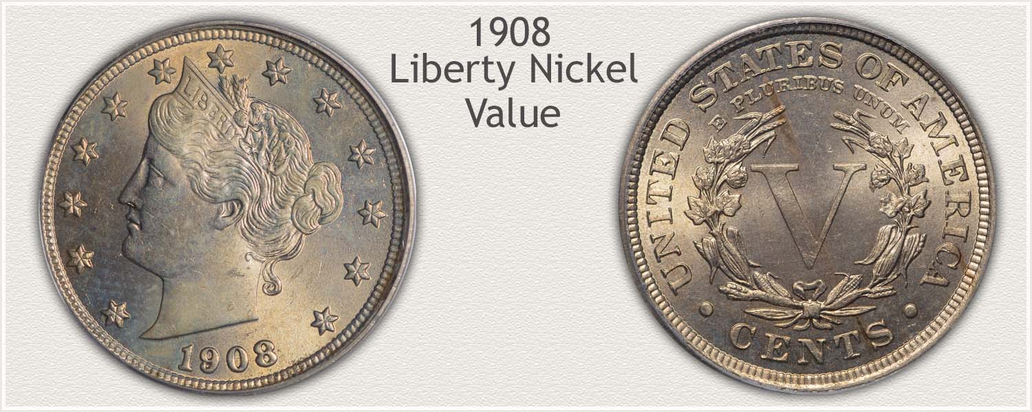 Obverse and Reverse Views of a 1908 Liberty Nickel