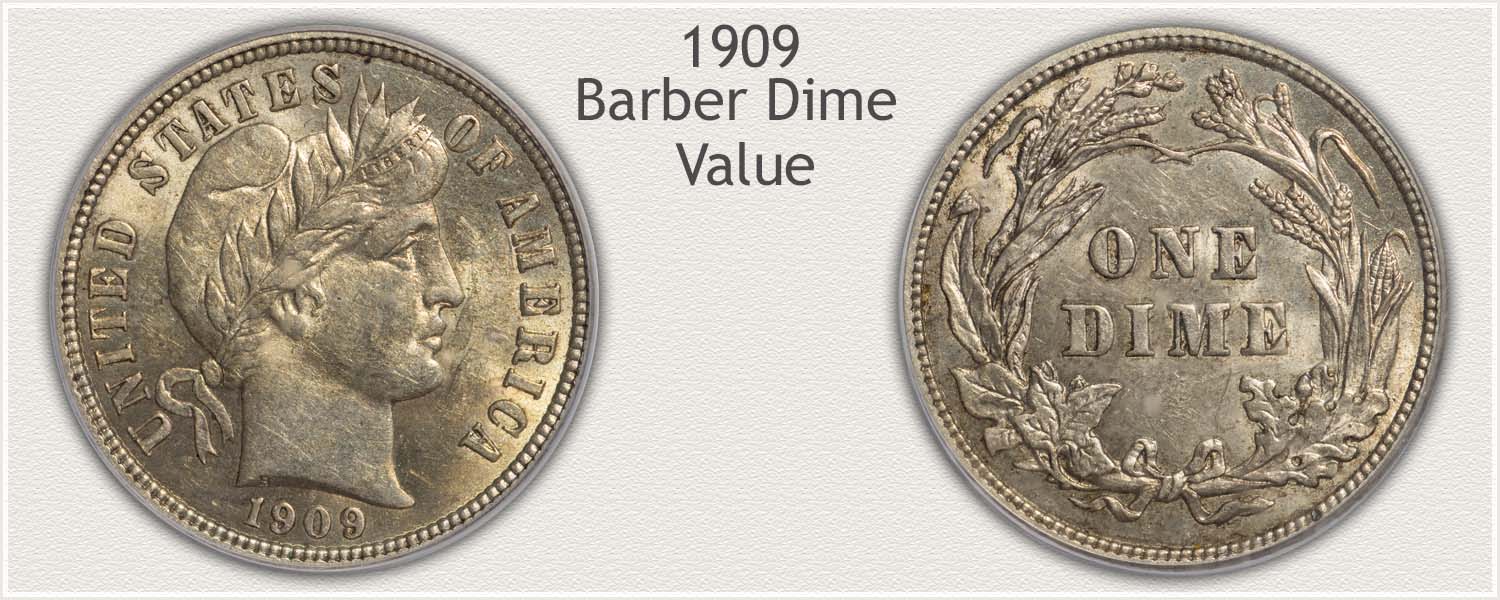 1909 Dime - Barber Dime Series - Obverse and Reverse View