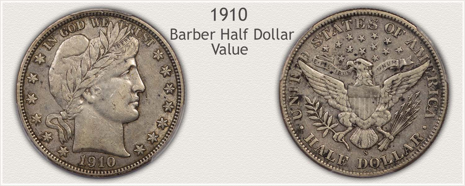 1910 Half Dollar - Barber Half Dollar Series - Obverse and Reverse View