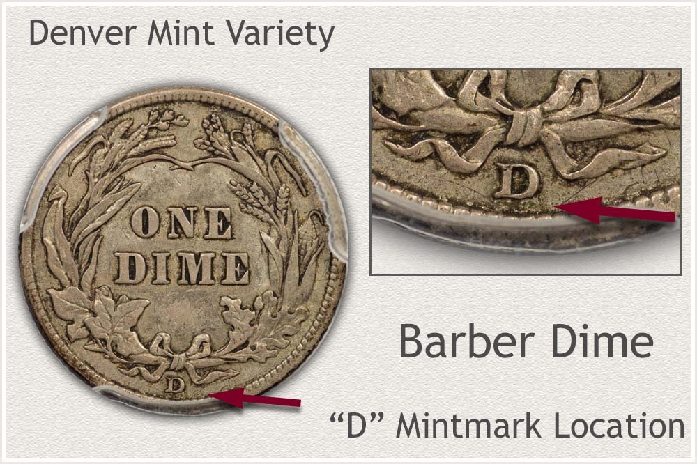1910 D Mintmark Barber Dime