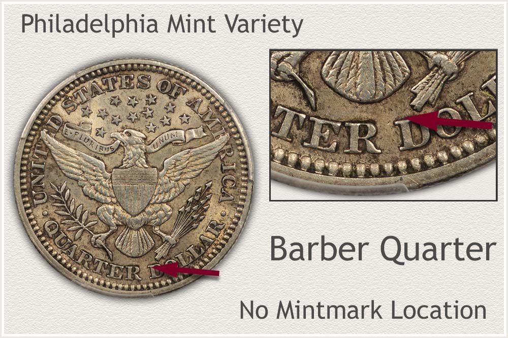 No Mintmark 1910 Barber Quarter