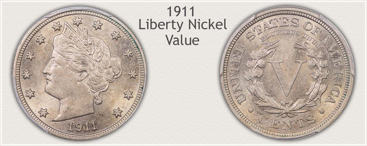 Obverse and Reverse Views of a 1911 Liberty Nickel