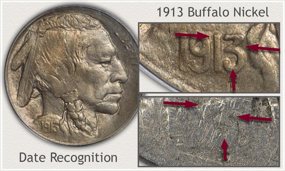 The 1913 Date Illustrated on a Buffalo Nickel