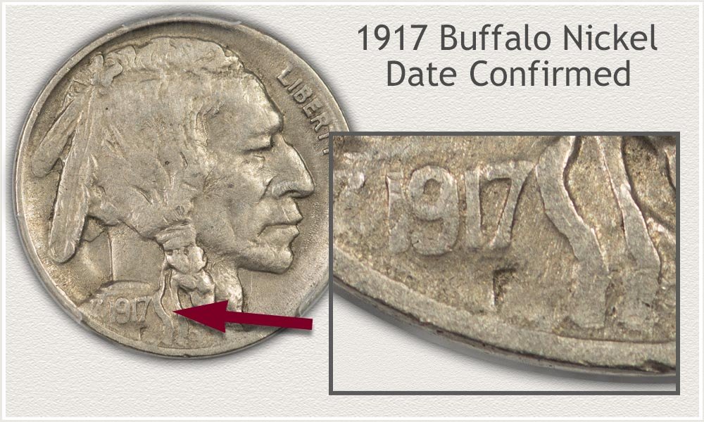 Close Up 1917 Date Buffalo Nickel