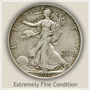 1918 Half Dollar Extremely Fine Condition