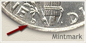 1919 Dime D Mintmark Location