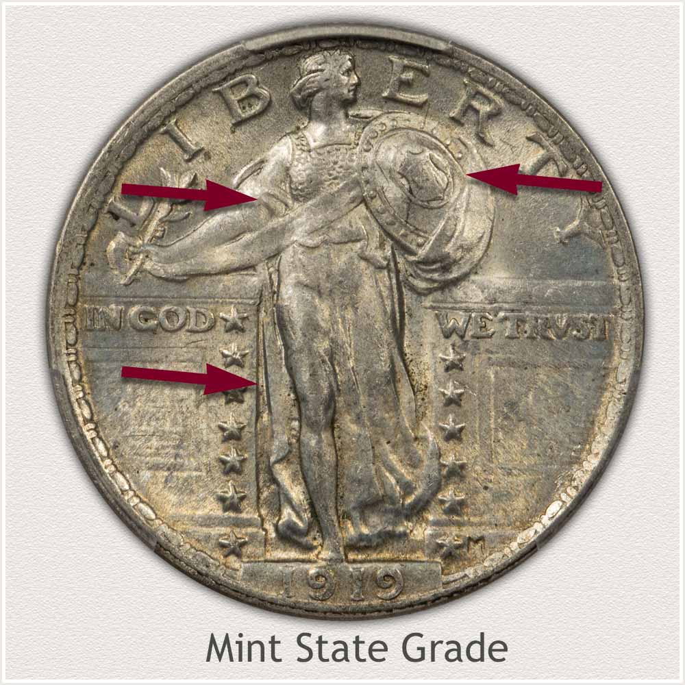 1919 Standing Liberty Quarter Mint State Grade