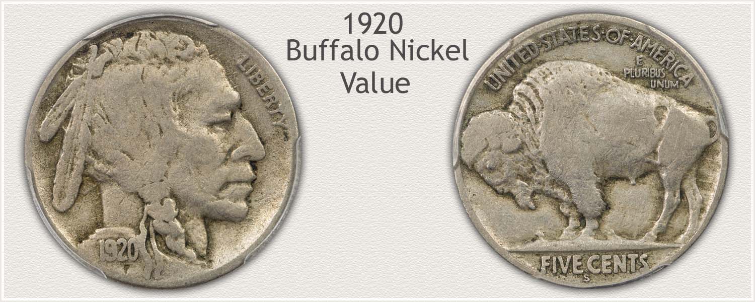 Obverse and Reverse Views of a 1920 Buffalo Nickel