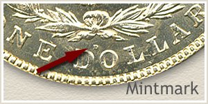 Mintmark Location 1921 Morgan Silver Dollar