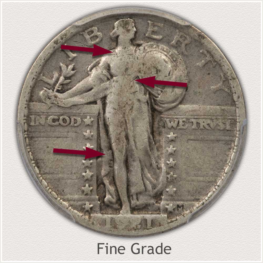 Fine Grade 1921 Standing Liberty Quarter