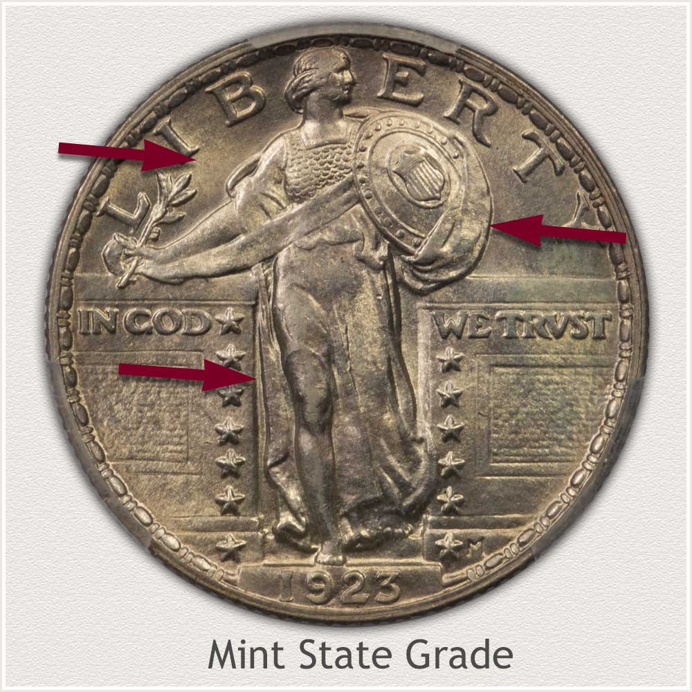 1923 Standing Liberty Quarter Mint State Grade