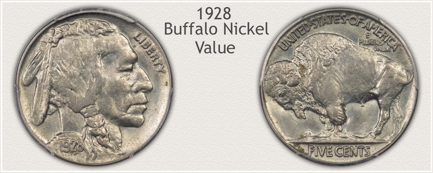 Obverse and Reverse Views of a 1928 Buffalo Nickel