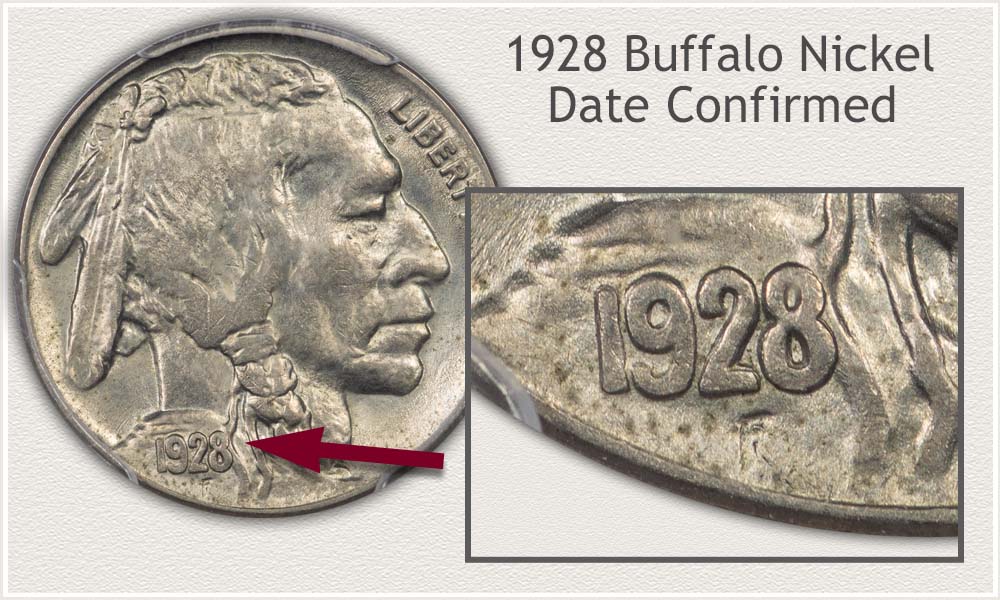 Date Highlighted of the 1928 Buffalo Nickel