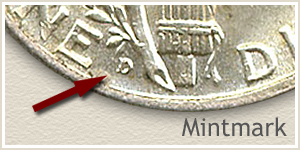 1928 Dime D Mintmark Location