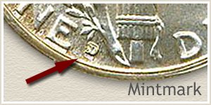 1934 Dime D Mintmark Location