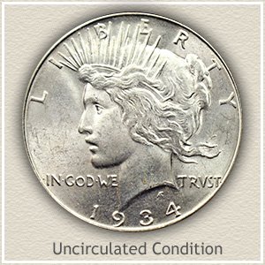 1934 Peace Silver Dollar Uncirculated Condition